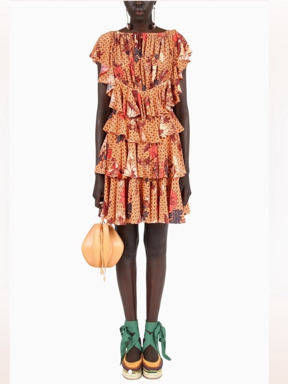 Ulla Johnson Ayla Mini Dress SILK Flutter Floral Tropical Ruffle Party Size 0 XS